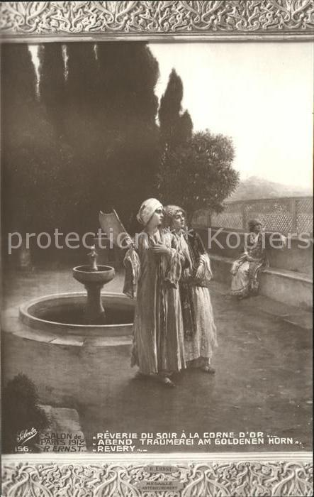 Kuenstlerkarte R. Ernst Reverie du soir a la corne d_o