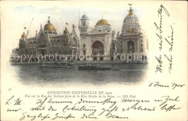 Exposition Universelle Paris 1900 Rue des Nations Rive Droite de la Seine