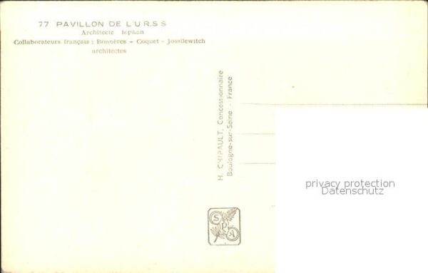Exposition Internationale Paris 1937 Pavillon de l'U.R.S.S. – Bild 2