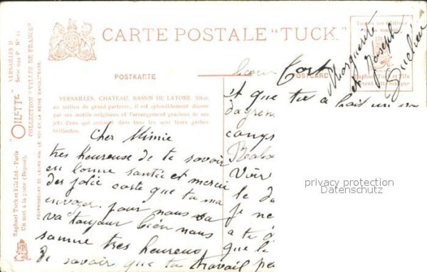 Verlag Tucks Oilette Nr. 11 Serie 944 P Versailles Chateau Bassi – Bild 2
