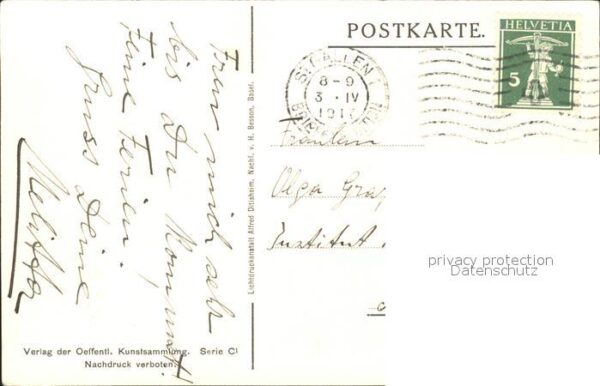 Kuenstlerkarte Alte Kuenstler Albert Welti Deutsche Landschaft – Bild 2