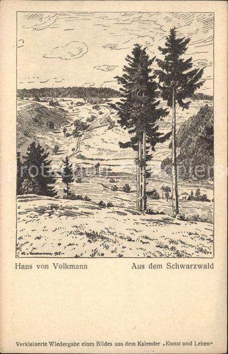 Kuenstlerkarte Hans von Volkmann Aus dem Schwarzwald K