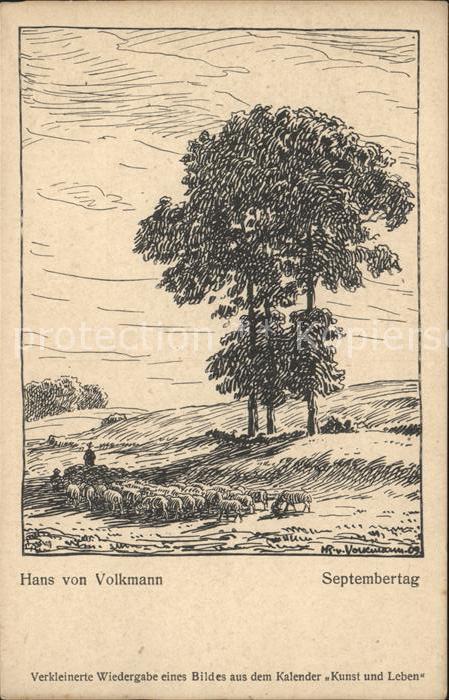 Kuenstlerkarte Hans von Volkmann Septembertag Kalender