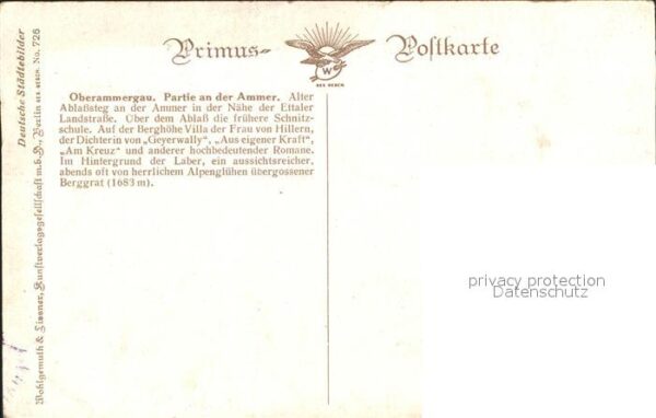 Verlag Primus Nr. 726 Oberammergau Partie an der Ammer – Bild 2