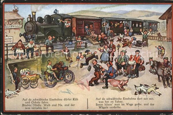 Schwaebische Eisenbahn Lied Humor Motorrad Kinderwagen Lokomot