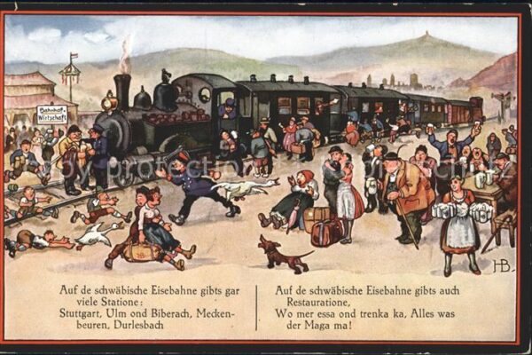 Schwaebische Eisenbahn Lied Humor Lokomotive Bier