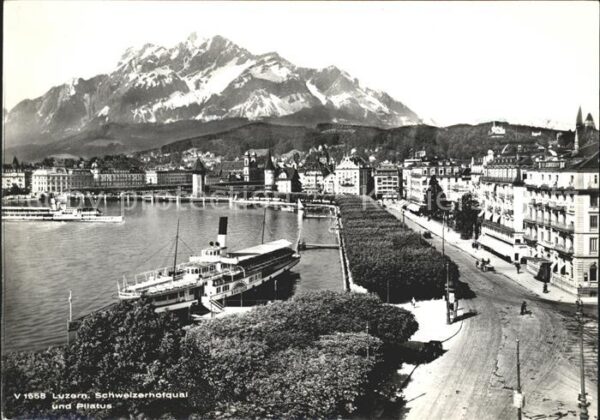 Dampfer Seitenrad Schiller Luzern Schweizerhofquai Pilatu