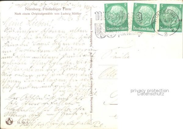 Moessler L. Nürnberg Fünfeckiger Turm Nr. 6 – Bild 2