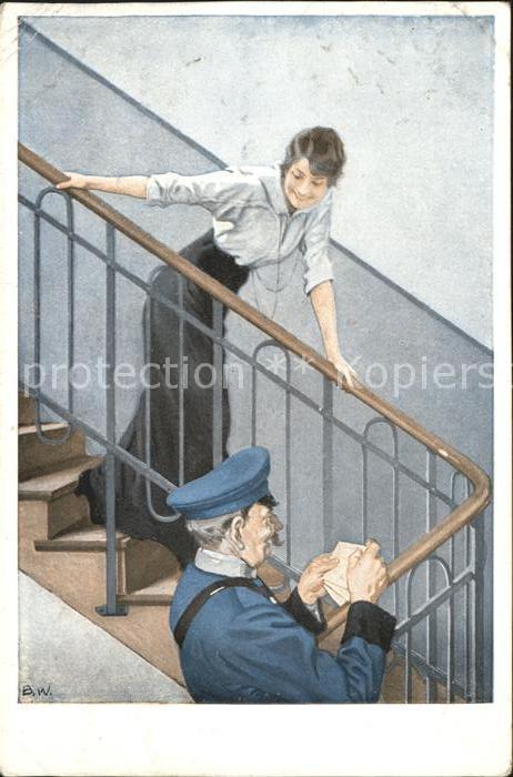 Postbote Brieftraeger Der Feldpostbrief Kriegspostkarte Nr. 4