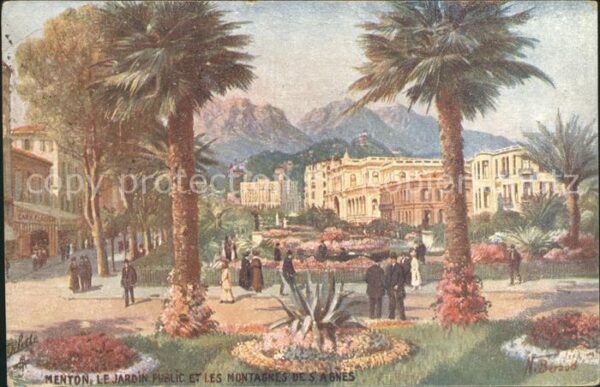 Verlag Tucks Oilette Nr. 3 Menton Jardin Public Montagnes de S.