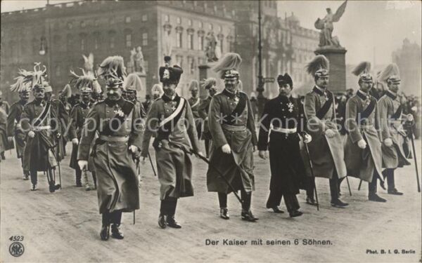Wilhelm II Kaiser mit seinen 6 Söhne Berlin