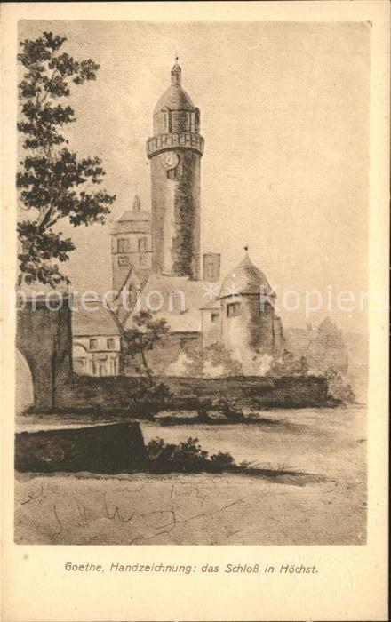 Goethe Johann Wolfgang von Handzeichnung Schloss Höchst
