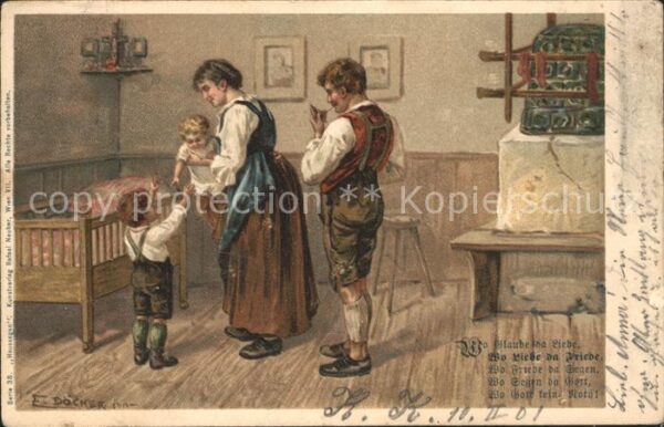 Doecker E. Kinder Kinderbett Liebe Friede Gedicht