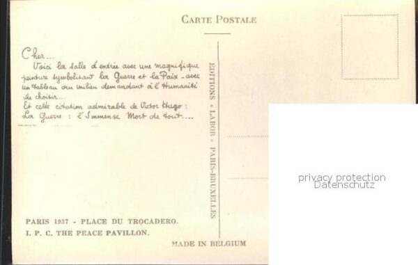 Exposition Internationale Paris 1937 Place du Trocadero The Peace Pavillon – Bild 2
