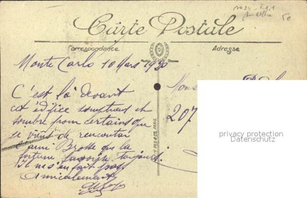 Monte-Carlo Casino Stempel auf AK – Bild 2