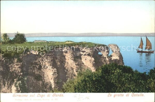 Sirmione Lago di Garda Grotte di Catullo Segelboot