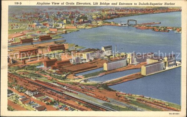 Duluth Minnesota Aerial view of Duluth Superior Harbor