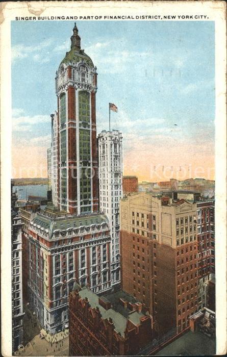 New York City Singer Building and part of Financial D