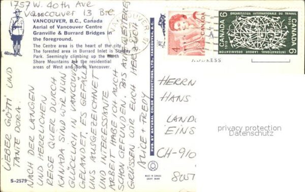 Vancouver British Columbia Centre Granville Burrard Bridges Mounta – Bild 2