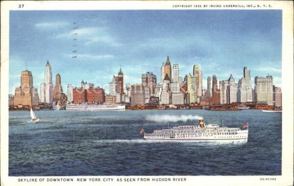 New York City Skyline Downtown as seen from Hudson Ri