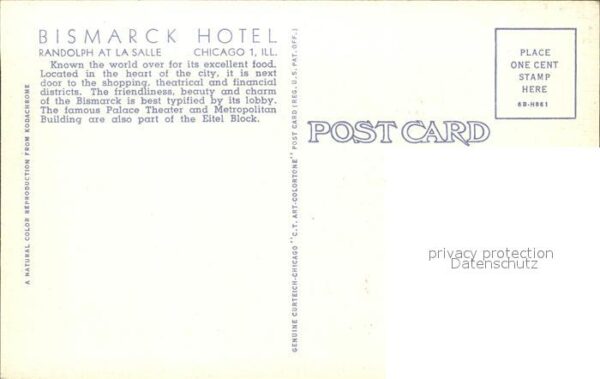 Chicago Illinois Bismarck Hotel Lounge – Bild 2