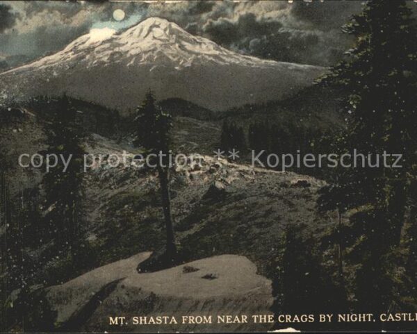 Mount Shasta Castle Crags State Park at night moonli