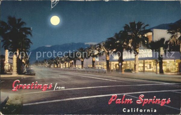 Palm Springs Palm Canyon Drive at night moonlight