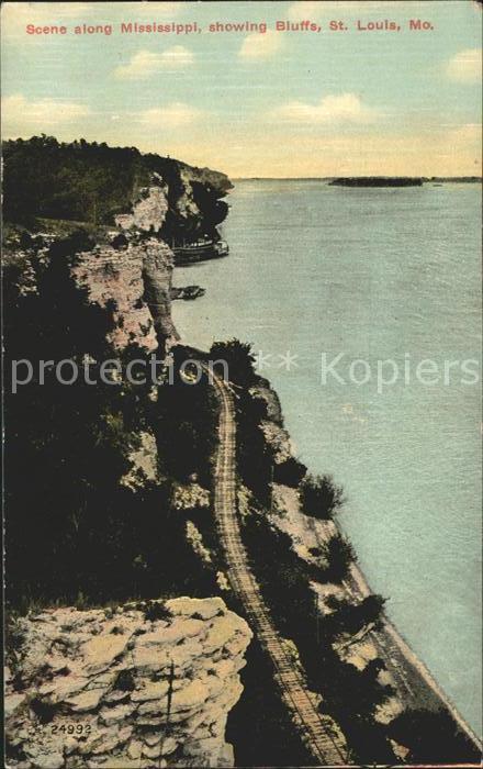 Saint Louis Missouri Scene along Mississippi showing Bluffs