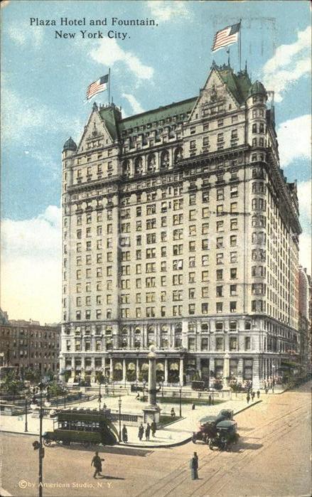 New York City Plaza Hotel and Fountain Flag