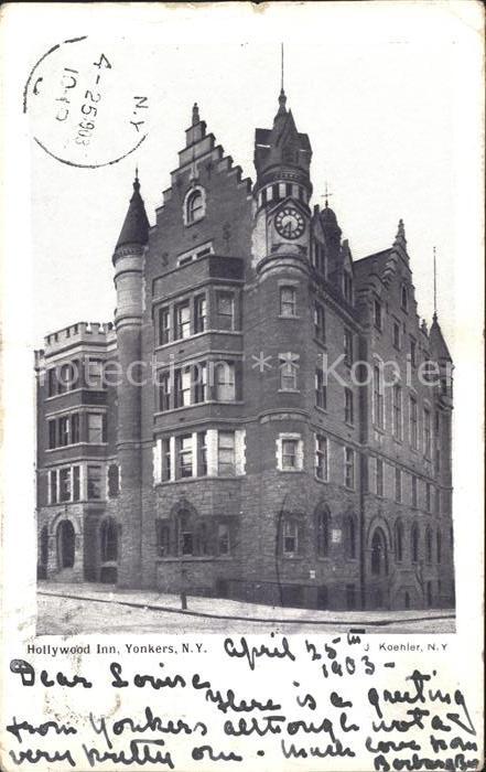 Yonkers Hollywood inn Hotel Stempel auf AK