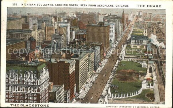 Chicago Illinois Michigan Boulevard The Drake aerial vie