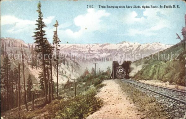 Lokomotive Train Emerging Snow Sheds Ogden Route