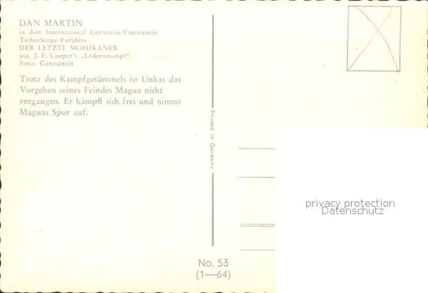 Kino Film Der letzte Mohikaner Dan Martin Nr. 53 – Bild 2