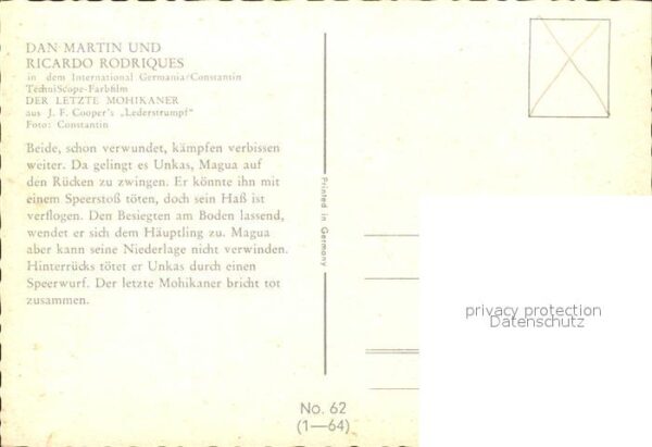 Kino Film Der letzte Mohikaner Dan Martin Ricardo – Bild 2