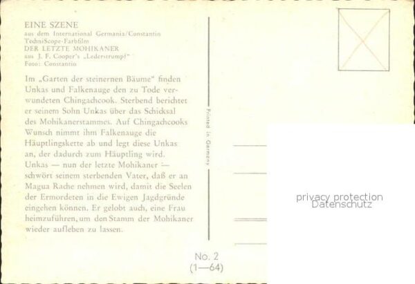Kino Film Der letzte Mohikaner Garten der steiner – Bild 2