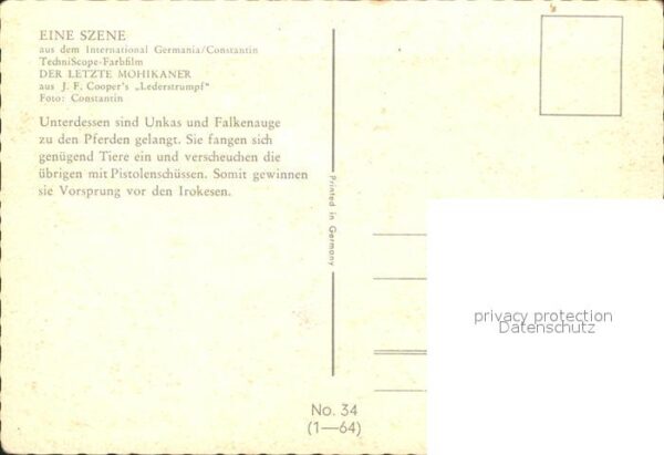 Kino Film Der letzte Mohikaner Nr. 34 – Bild 2