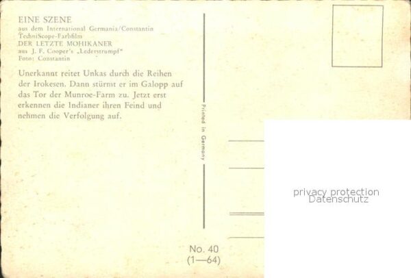 Kino Film Der letzte Mohikaner Nr. 40 – Bild 2