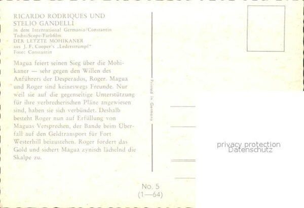 Kino Film Der letzte Mohikaner Nr. 5 Ricardo Rodr – Bild 2
