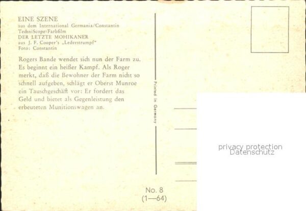 Kino Film Der letzte Mohikaner Rogers Bande Nr. 8 – Bild 2
