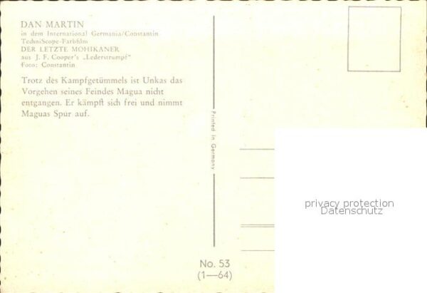 Kino Film Der letzte Mohikaner Dan Martin Nr. 53 – Bild 2