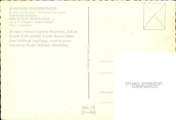 Kino Film Der letzte Mohikaner Nr. 19 Joachim Fuc – Bild 2