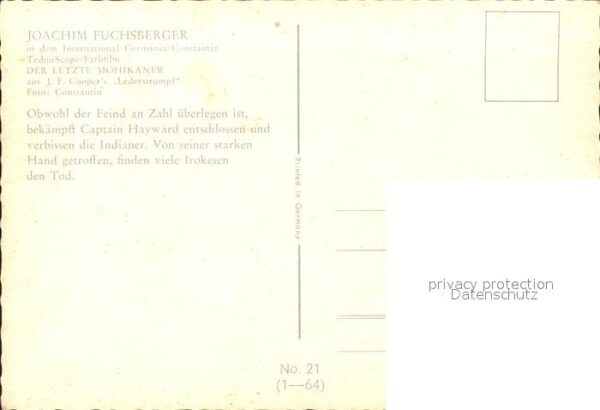 Kino Film Der letzte Mohikaner Nr. 21 Joachim Fuc – Bild 2