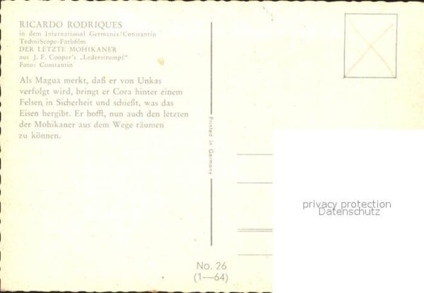 Kino Film Der letzte Mohikaner Nr. 26 Ricardo Rod – Bild 2
