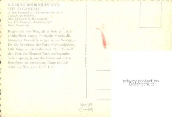 Kino Film Der letzte Mohikaner Nr. 45 Roger Magua – Bild 2