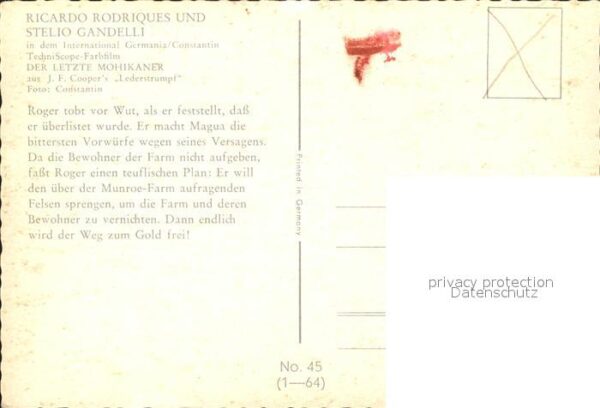 Kino Film Der letzte Mohikaner Nr. 45 Roger Magua – Bild 2