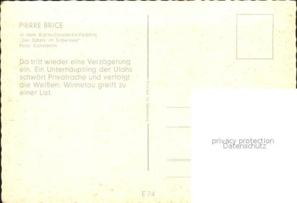 Kino Film Der Schatz im Silbersee Pierre Brice Pf – Bild 2