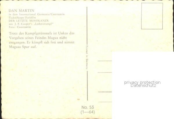 Kino Film Der letzte Mohikaner Nr. 53 Unkas Dan M – Bild 2