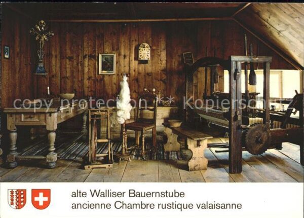 Spinnrad Webstuhl Walliser Bauernstube Stockalpe