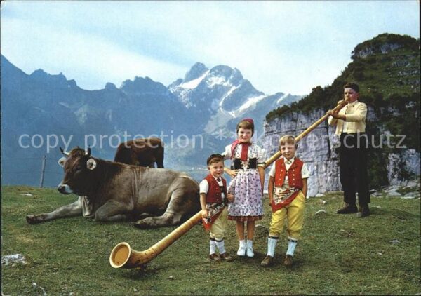 Alphorn Kinder Trachten Kuh Ebenalp Meglisalp F