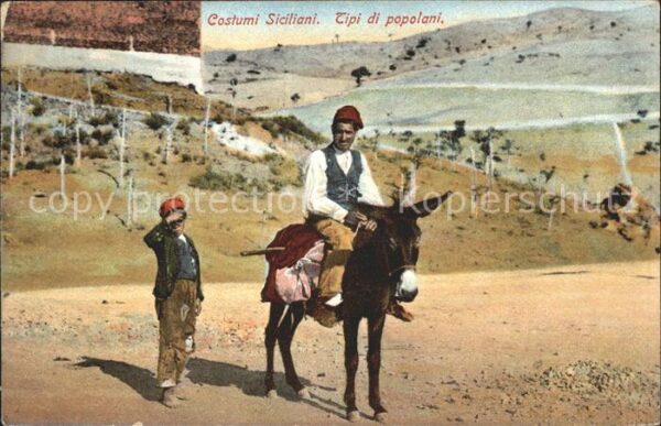 Esel Tiere Trachten Sizilien Costumi Siciliani Asi